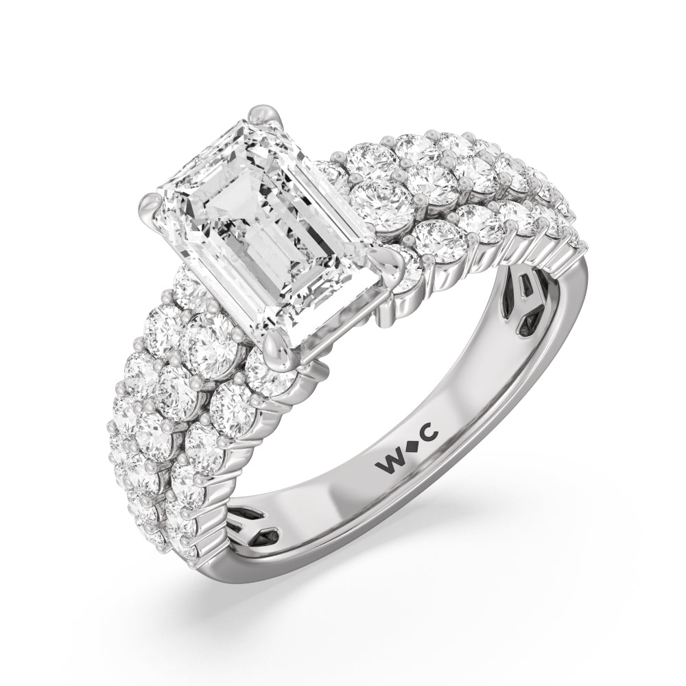 Emerald Cut The Park Avenue Ring with Lab Grown Diamond in 14KT Platinum view 5
