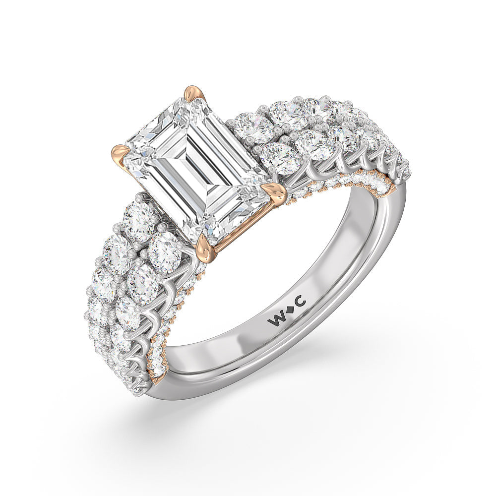 Emerald Cut The Astor Ring with Lab Grown Diamond in 14KT White & Rose Gold view 3
