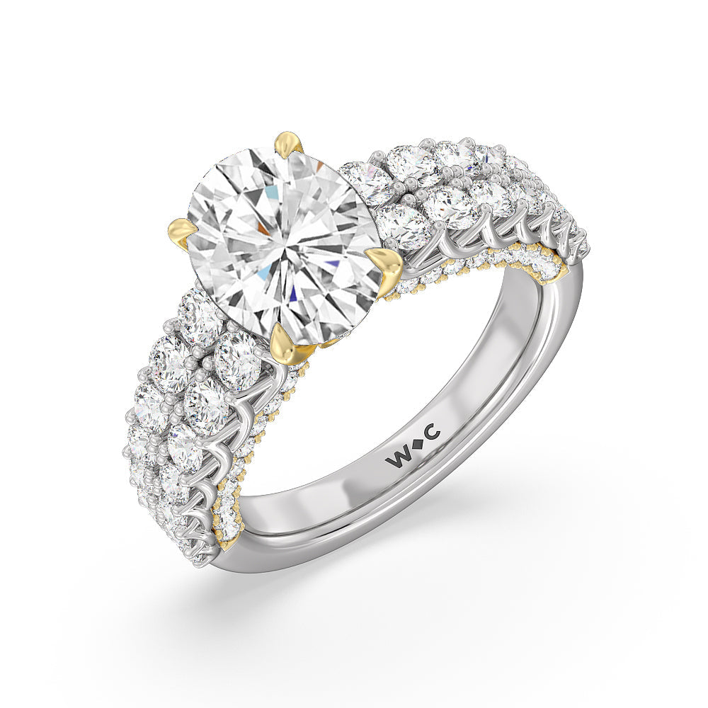 Oval Cut The Astor Ring with Lab Grown Diamond in 14KT White & Yellow Gold view 3
