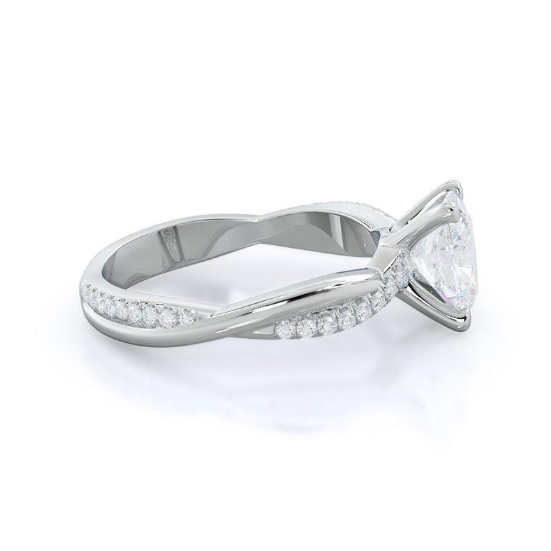 Oval Cut Twisting Vine Diamond Ring with Lab Grown Diamond in 14KT Platinum view 3
