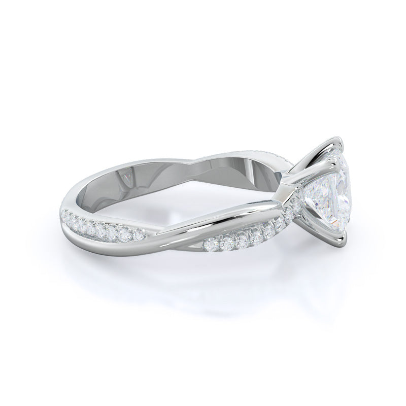 Princess Cut Twisting Vine Diamond Ring with Lab Grown Diamond in 14KT Platinum view 3
