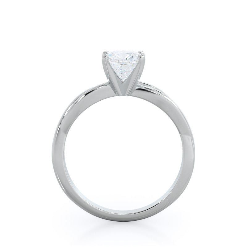 Twisting Solitaire Diamond Ring with Cushion Cut Diamond in 14KT Platinum view 2

