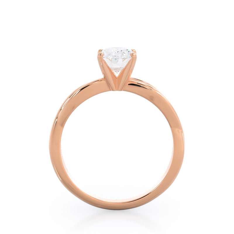 Twisting Solitaire Diamond Ring with Oval Cut Diamond in 14KT Rose Gold view 2
