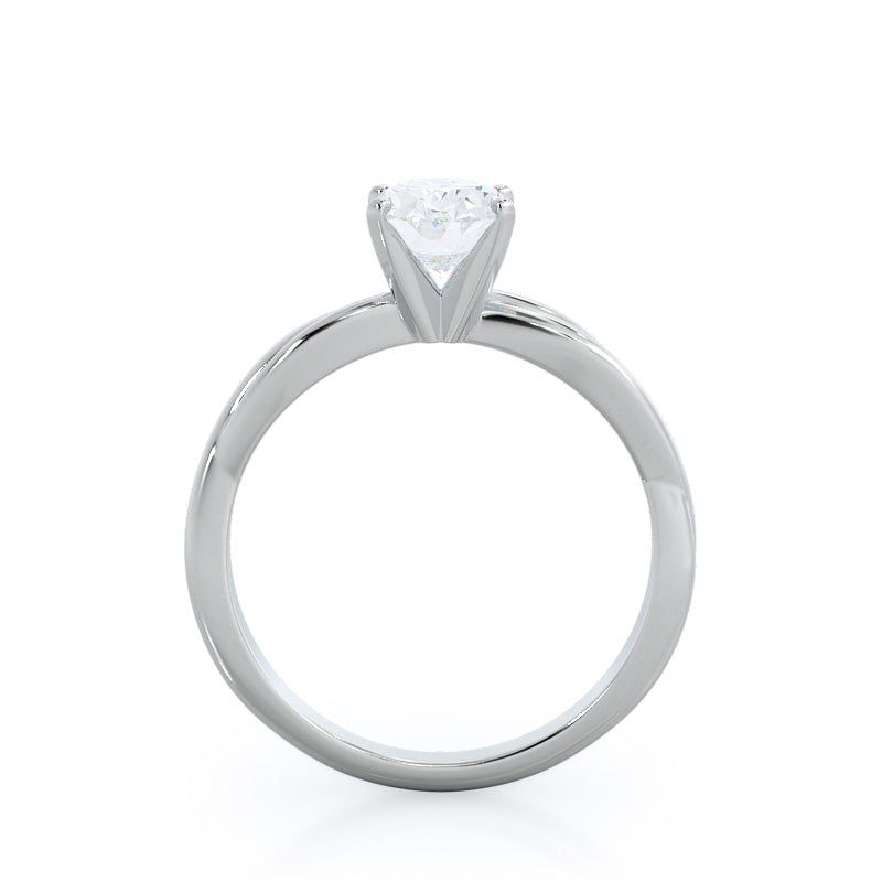 Twisting Solitaire Diamond Ring with Oval Cut Diamond in 14KT Platinum view 2
