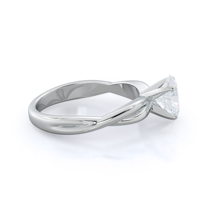Twisting Solitaire Diamond Ring with Oval Cut Diamond in 14KT Platinum view 3

