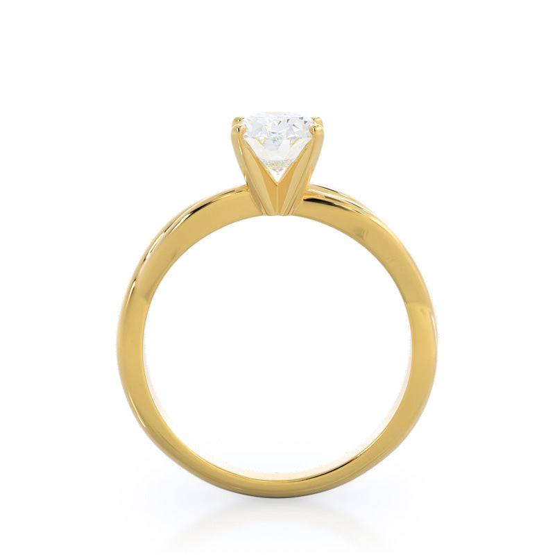 Twisting Solitaire Diamond Ring with Oval Cut Diamond in 14KT Yellow Gold view 2
