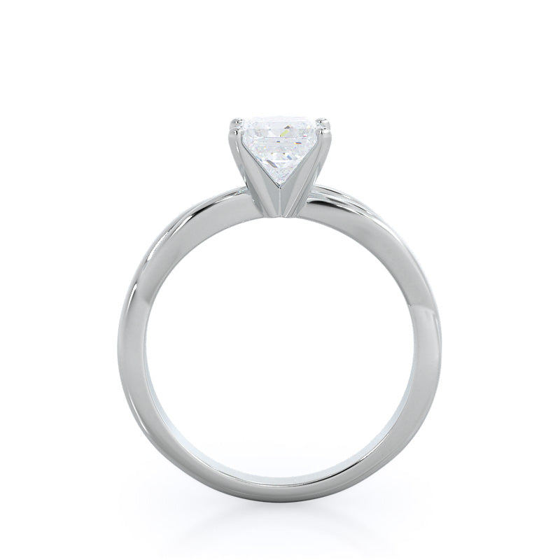 Twisting Solitaire Diamond Ring with Princess Cut Diamond in 14KT Platinum view 2
