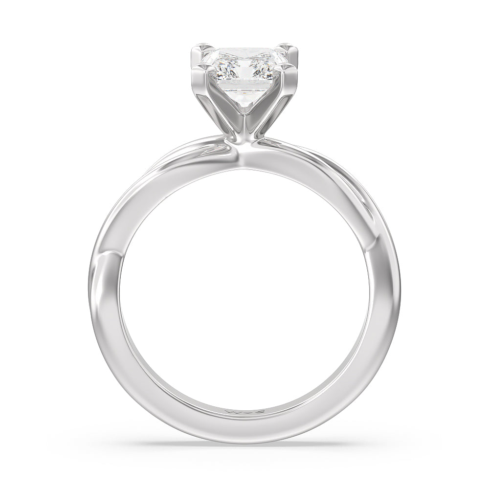 Twisting Solitaire Diamond Ring with Radiant Cut Diamond in 14KT Platinum view 2
