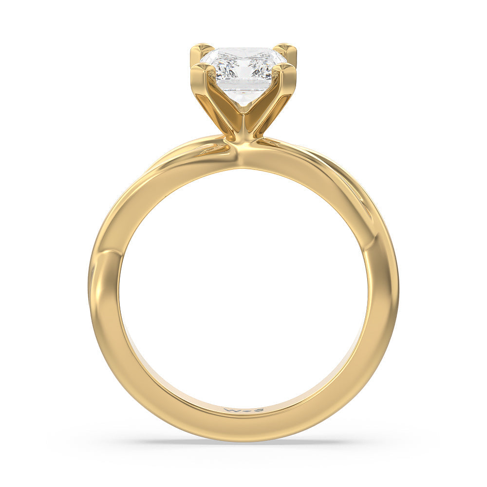 Twisting Solitaire Diamond Ring with Radiant Cut Diamond in 14KT Yellow Gold view 2
