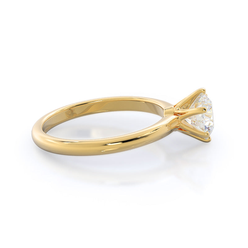 Round Cut Luminous Six Prong Solitaire Diamond Ring with Lab Grown Diamond in 14KT Yellow Gold view 3
