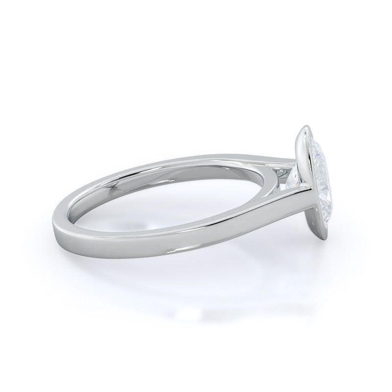 Oval Cut Bezel Solitaire Engagement Ring with Lab Grown Diamond in 14KT Platinum view 3
