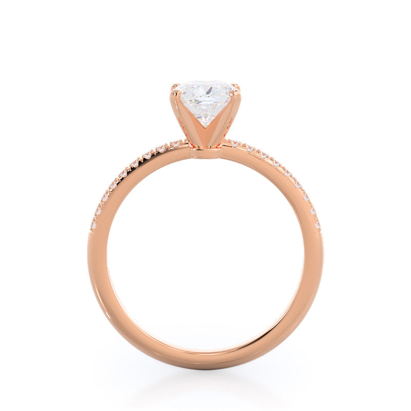 Cushion Cut Micro pave Diamond Engagement Ring with Lab Grown Diamond in 14KT Rose Gold view 2
