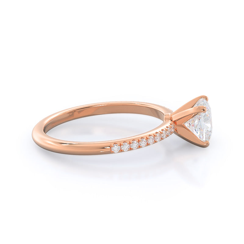 Cushion Cut Micro pave Diamond Engagement Ring with Lab Grown Diamond in 14KT Rose Gold view 3
