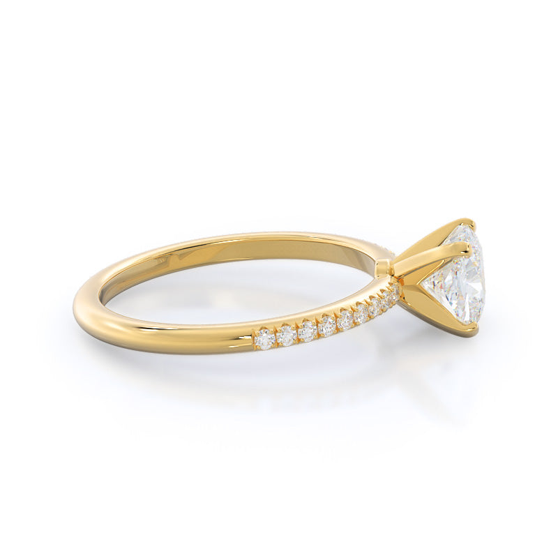 Cushion Cut Micro pave Diamond Engagement Ring with Lab Grown Diamond in 14KT Yellow Gold view 3
