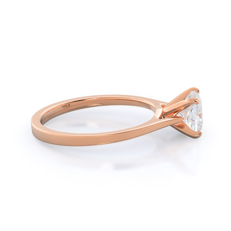 Cushion Cut Sleek Cathedral Solitaire Engagement Ring with Lab Grown Diamond in 14KT Rose Gold view 3
