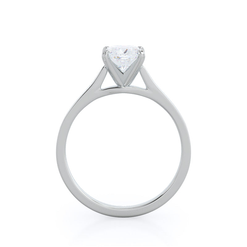 Cushion Cut Sleek Cathedral Solitaire Engagement Ring with Lab Grown Diamond in 14KT Platinum view 2
