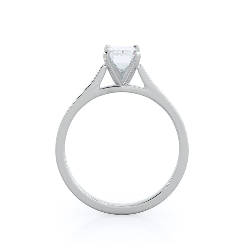 Emerald Cut Sleek Cathedral Solitaire Engagement Ring with Lab Grown Diamond in 14KT Platinum view 2

