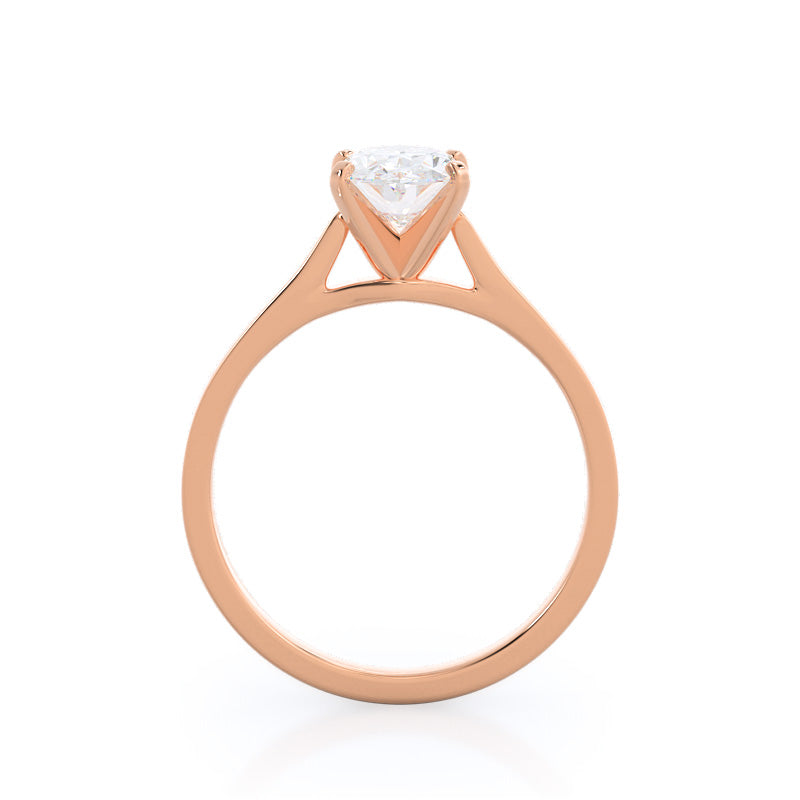 Oval Cut Sleek Cathedral Solitaire Engagement Ring with Lab Grown Diamond in 14KT Rose Gold view 2

