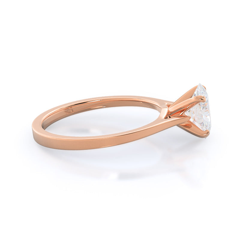 Oval Cut Sleek Cathedral Solitaire Engagement Ring with Lab Grown Diamond in 14KT Rose Gold view 3
