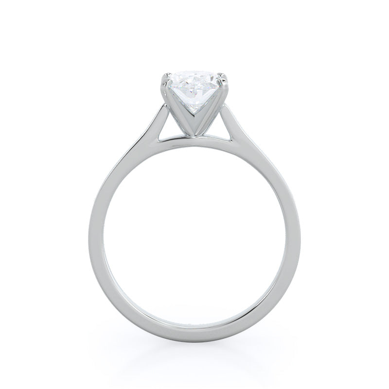 Oval Cut Sleek Cathedral Solitaire Engagement Ring with Lab Grown Diamond in 14KT Platinum view 2
