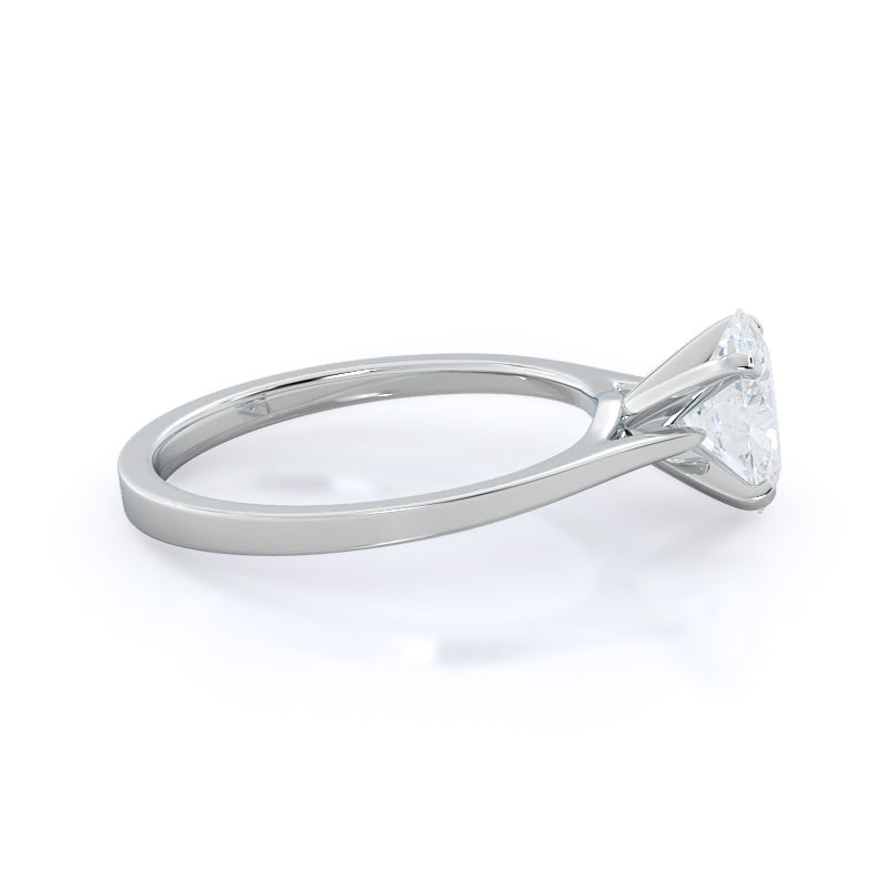 Oval Cut Sleek Cathedral Solitaire Engagement Ring with Lab Grown Diamond in 14KT Platinum view 3
