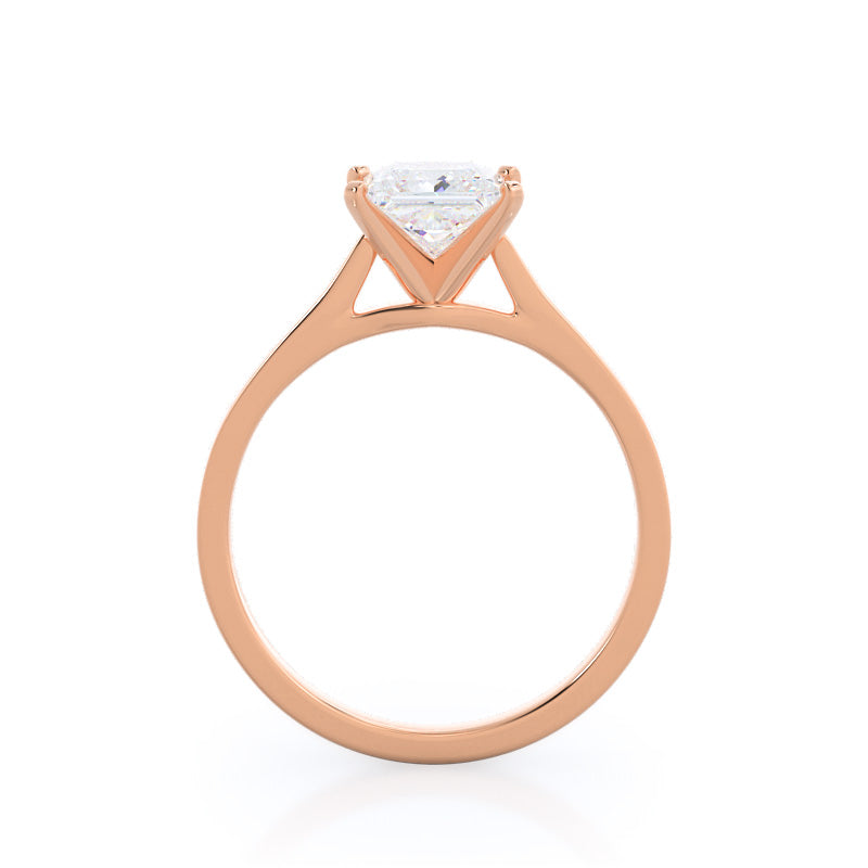 Princess Cut Sleek Cathedral Solitaire Engagement Ring with Lab Grown Diamond in 14KT Rose Gold view 2
