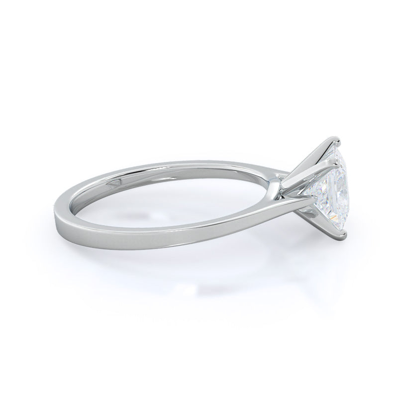 Princess Cut Sleek Cathedral Solitaire Engagement Ring with Lab Grown Diamond in 14KT Platinum view 3
