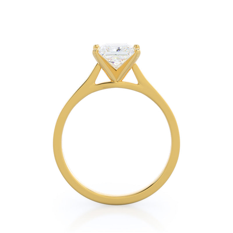 Princess Cut Sleek Cathedral Solitaire Engagement Ring with Lab Grown Diamond in 14KT Yellow Gold view 2
