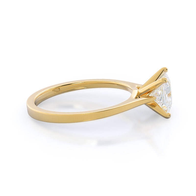 Princess Cut Sleek Cathedral Solitaire Engagement Ring with Lab Grown Diamond in 14KT Yellow Gold view 3
