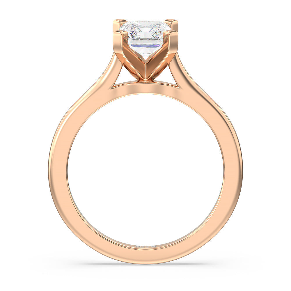 Radiant Cut Sleek Cathedral Solitaire Engagement Ring with Lab Grown Diamond in 14KT Rose Gold view 2
