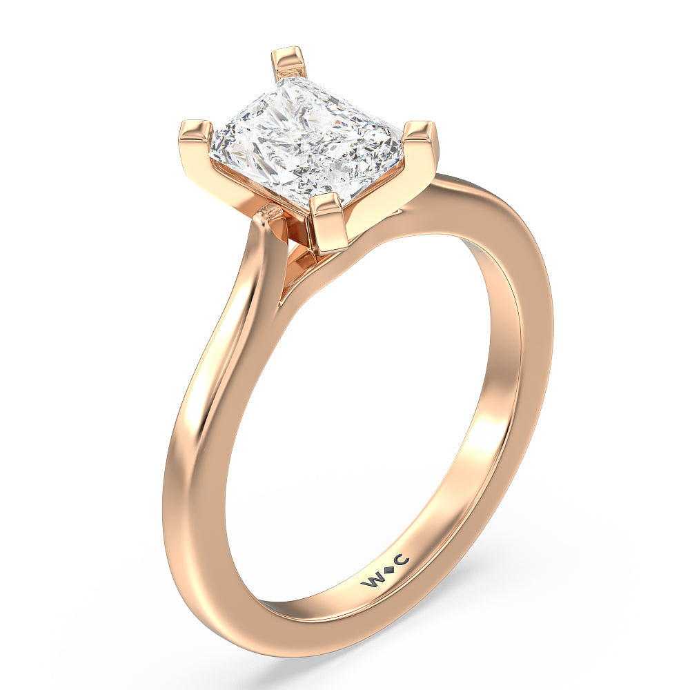 Radiant Cut Sleek Cathedral Solitaire Engagement Ring with Lab Grown Diamond in 14KT Rose Gold view 3
