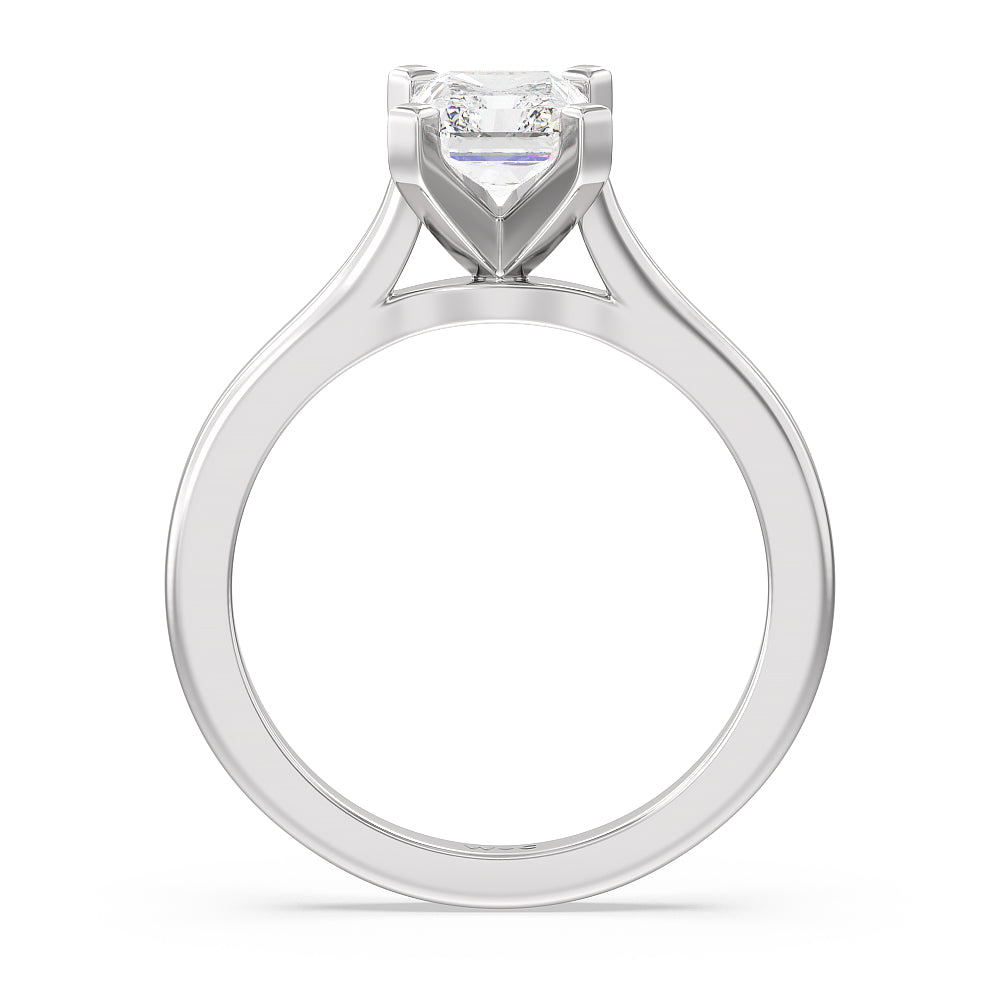 Radiant Cut Sleek Cathedral Solitaire Engagement Ring with Lab Grown Diamond in 14KT Platinum view 2
