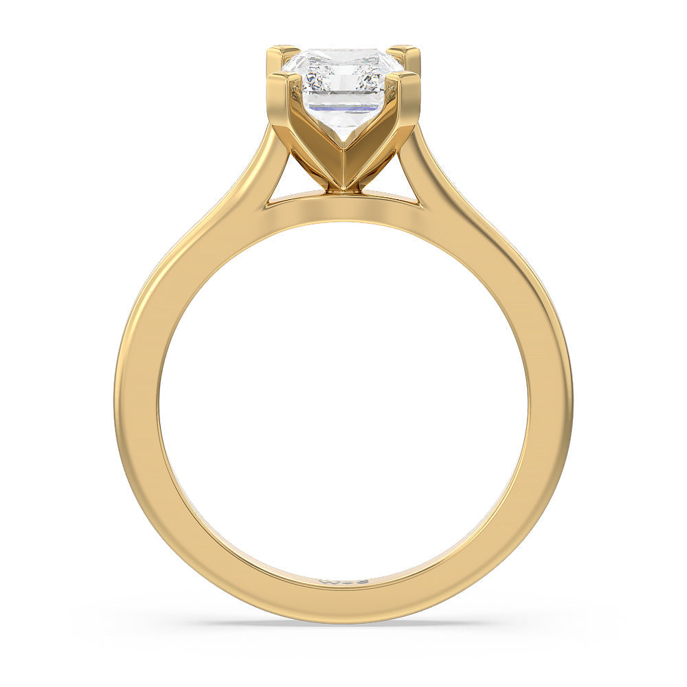 Radiant Cut Sleek Cathedral Solitaire Engagement Ring with Lab Grown Diamond in 14KT Yellow Gold view 2
