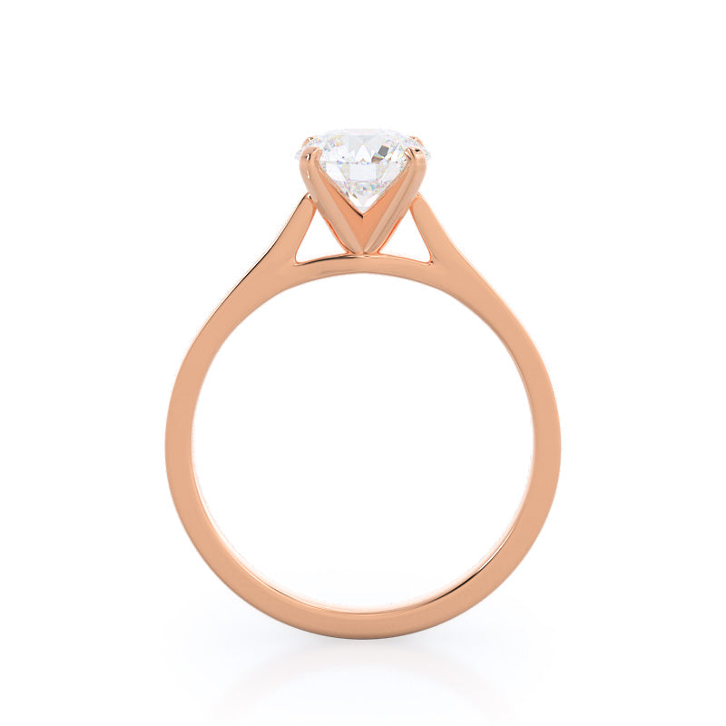 Round Cut Sleek Cathedral Solitaire Engagement Ring with Lab Grown Diamond in 14KT Rose Gold view 2
