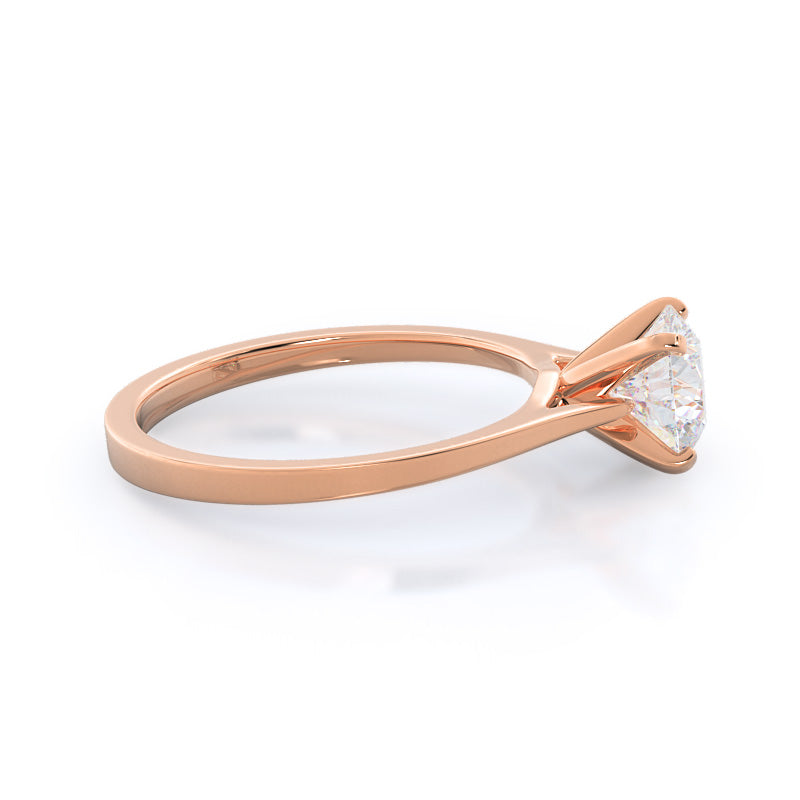 Round Cut Sleek Cathedral Solitaire Engagement Ring with Lab Grown Diamond in 14KT Rose Gold view 3
