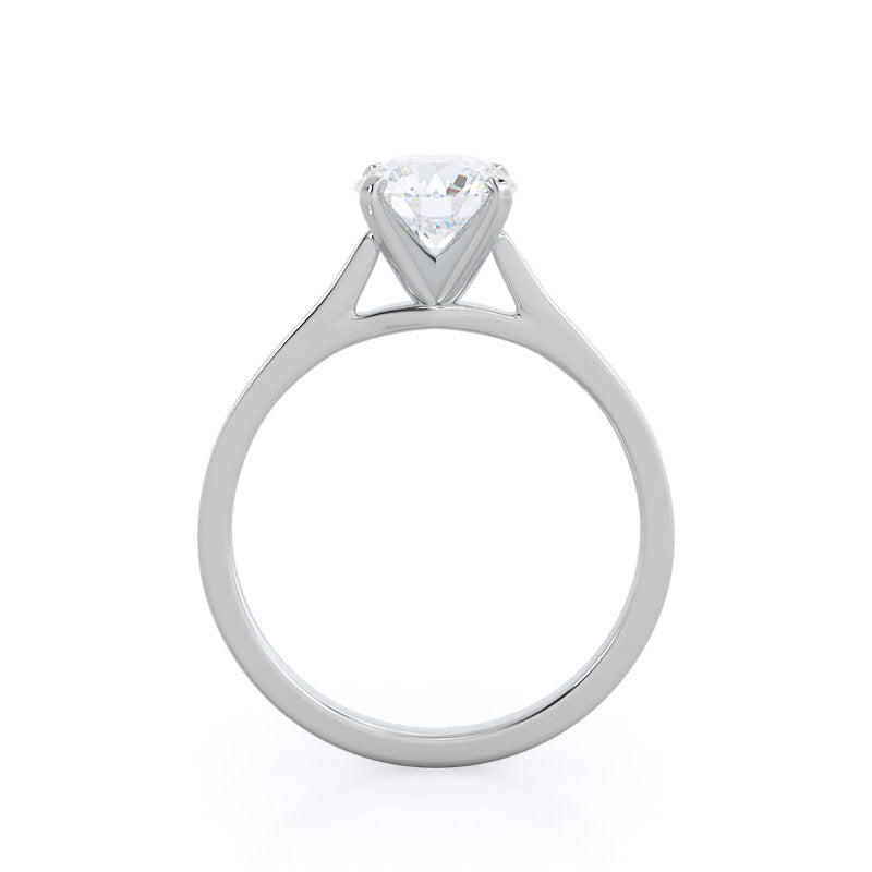 Round Cut Sleek Cathedral Solitaire Engagement Ring with Lab Grown Diamond in 14KT Platinum view 2
