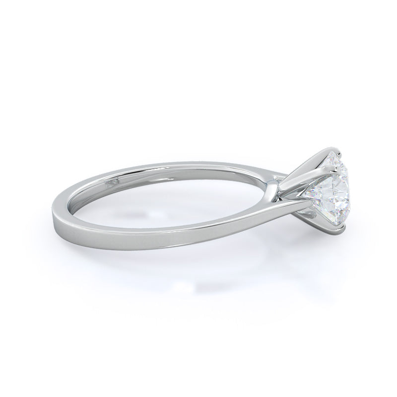 Round Cut Sleek Cathedral Solitaire Engagement Ring with Lab Grown Diamond in 14KT Platinum view 3
