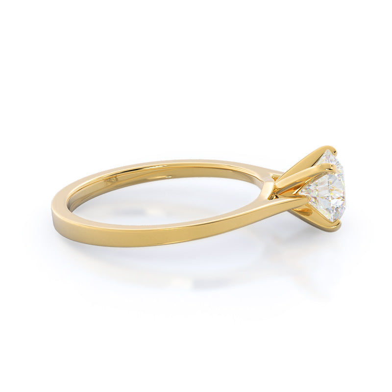 Round Cut Sleek Cathedral Solitaire Engagement Ring with Lab Grown Diamond in 14KT Yellow Gold view 3
