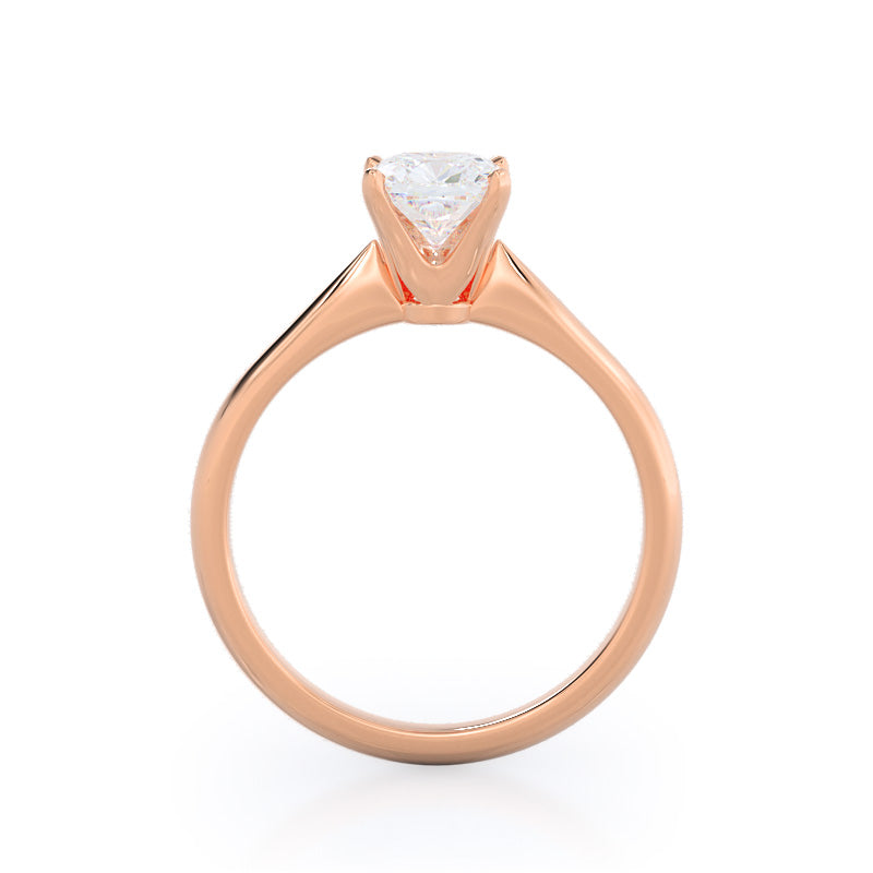 Cushion Cut Noveau Four Prong Solitaire Engagement Ring with Lab Grown Diamond in 14KT Rose Gold view 2
