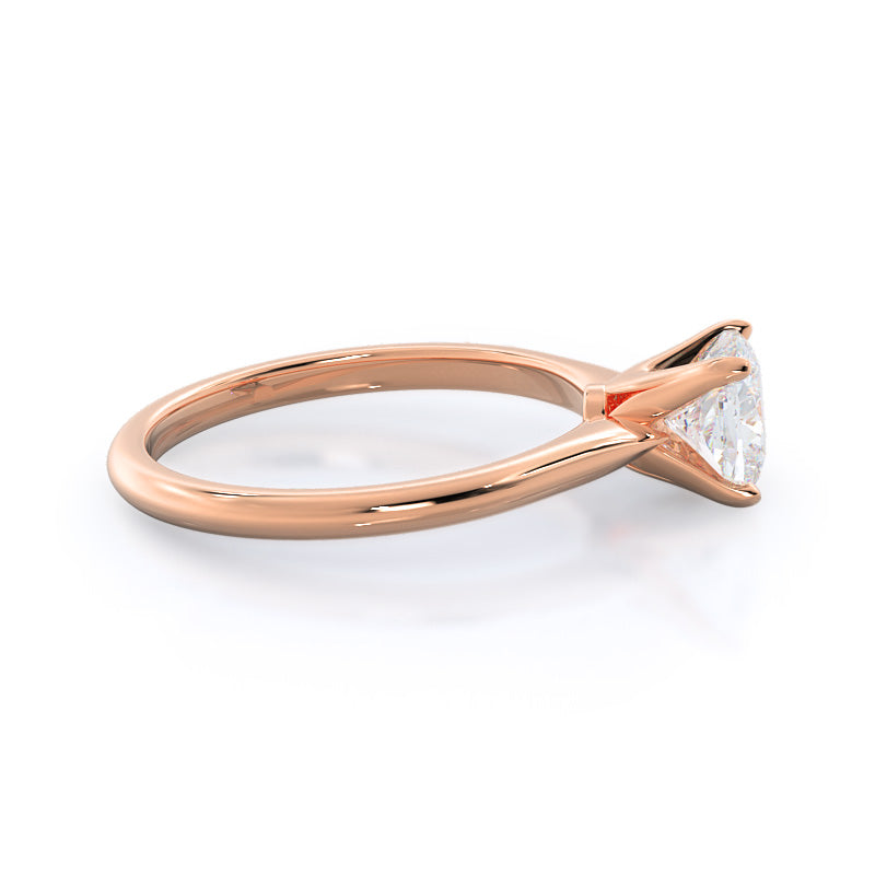 Cushion Cut Noveau Four Prong Solitaire Engagement Ring with Lab Grown Diamond in 14KT Rose Gold view 3
