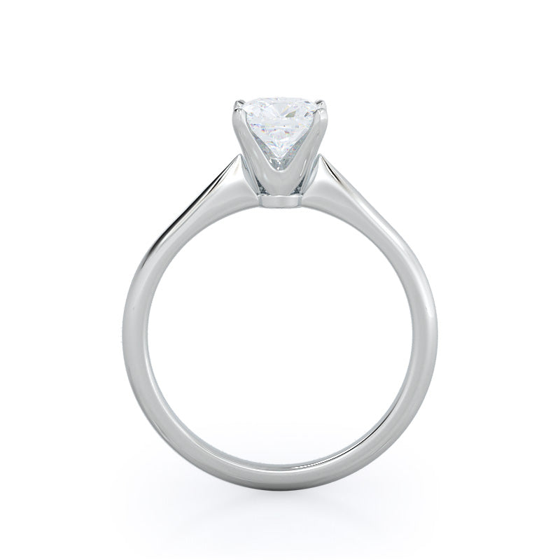 Cushion Cut Noveau Four Prong Solitaire Engagement Ring with Lab Grown Diamond in 14KT Platinum view 2
