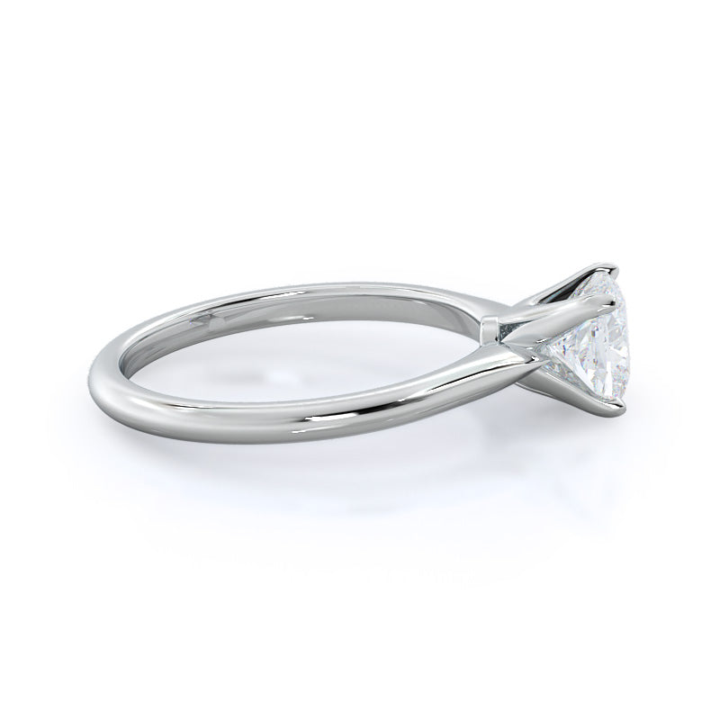 Cushion Cut Noveau Four Prong Solitaire Engagement Ring with Lab Grown Diamond in 14KT Platinum view 3
