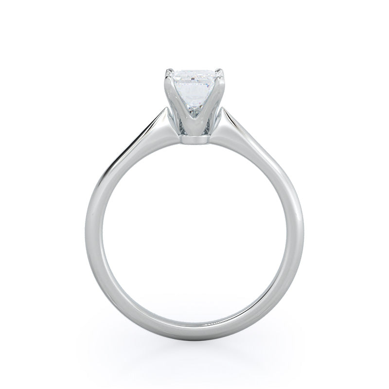 Emerald Cut Noveau Four Prong Solitaire Engagement Ring with Lab Grown Diamond in 14KT Platinum view 2
