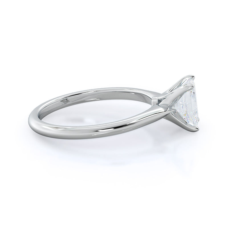 Emerald Cut Noveau Four Prong Solitaire Engagement Ring with Lab Grown Diamond in 14KT Platinum view 3
