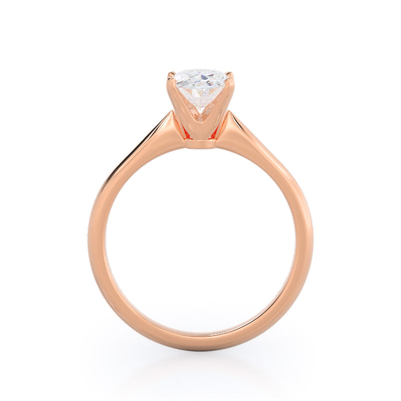 Oval Cut Noveau Four Prong Solitaire Engagement Ring with Lab Grown Diamond in 14KT Rose Gold view 2
