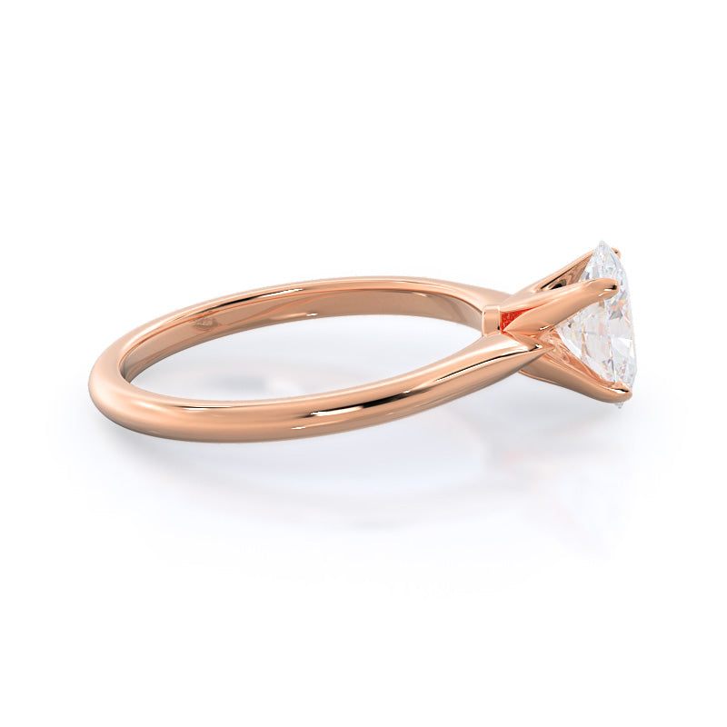 Oval Cut Noveau Four Prong Solitaire Engagement Ring with Lab Grown Diamond in 14KT Rose Gold view 3
