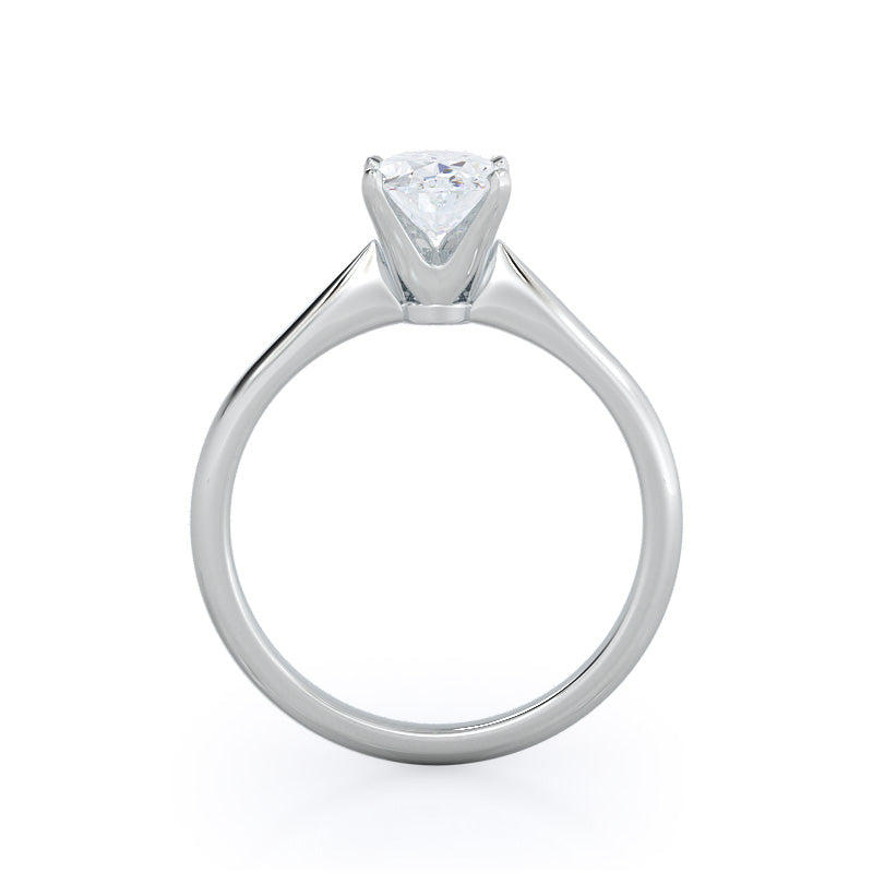 Oval Cut Noveau Four Prong Solitaire Engagement Ring with Lab Grown Diamond in 14KT Platinum view 2

