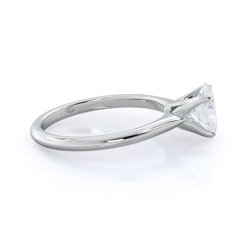 Oval Cut Noveau Four Prong Solitaire Engagement Ring with Lab Grown Diamond in 14KT Platinum view 3
