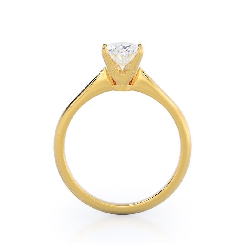 Oval Cut Noveau Four Prong Solitaire Engagement Ring with Lab Grown Diamond in 14KT Yellow Gold view 2
