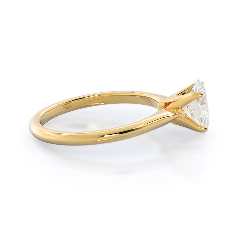 Oval Cut Noveau Four Prong Solitaire Engagement Ring with Lab Grown Diamond in 14KT Yellow Gold view 3
